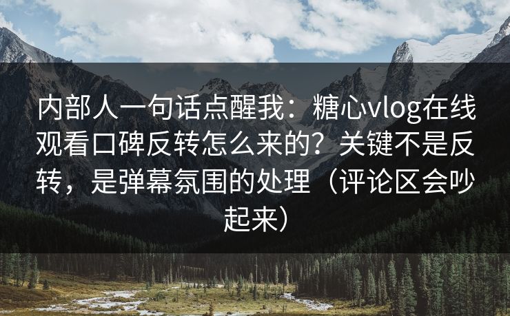 内部人一句话点醒我：糖心vlog在线观看口碑反转怎么来的？关键不是反转，是弹幕氛围的处理（评论区会吵起来）