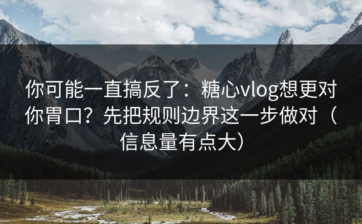 你可能一直搞反了：糖心vlog想更对你胃口？先把规则边界这一步做对（信息量有点大）