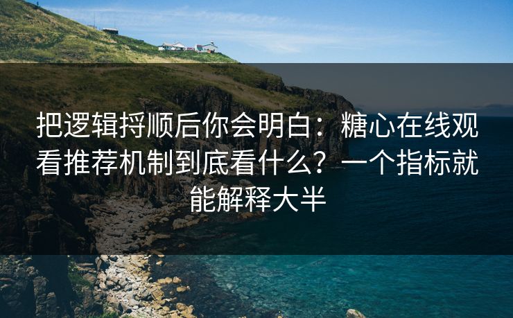 把逻辑捋顺后你会明白：糖心在线观看推荐机制到底看什么？一个指标就能解释大半