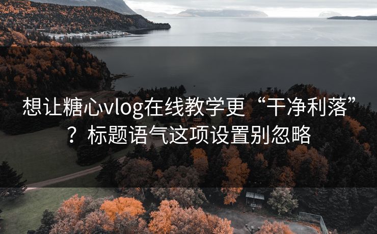 想让糖心vlog在线教学更“干净利落”？标题语气这项设置别忽略