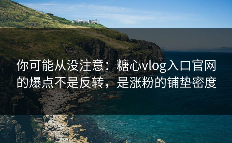 你可能从没注意:糖心vlog入口官网的爆点不是反转,是涨粉的铺垫密度 你可能从没注意:糖心vlog入口官网的爆点不是反转,是涨粉的铺垫密度