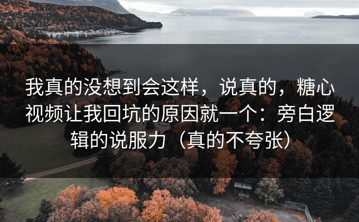 我真的没想到会这样，说真的，糖心视频让我回坑的原因就一个：旁白逻辑的说服力（真的不夸张）